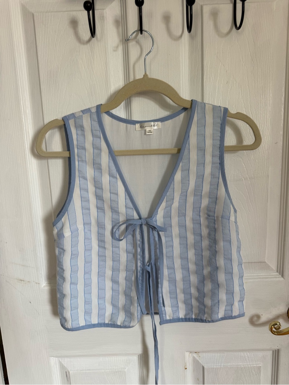 linen and dot XS Blue Trim Sleeveless Top and bottom set